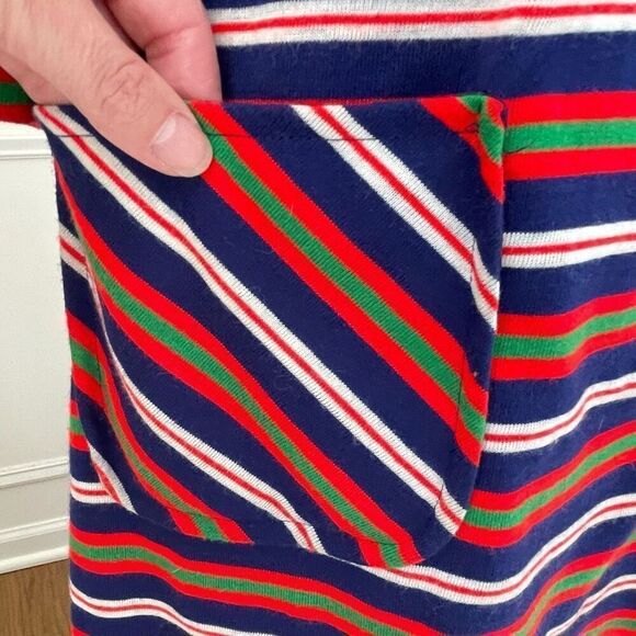 Vintage 60s Stripe A-Line Shift Dress Pockets S M - Picture 4 of 9